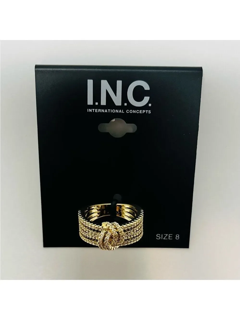 INC International Concepts Pave Knotted Multi-Row Band Ring Size 8